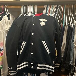 Black and White Varsity Jacket Bape jacket